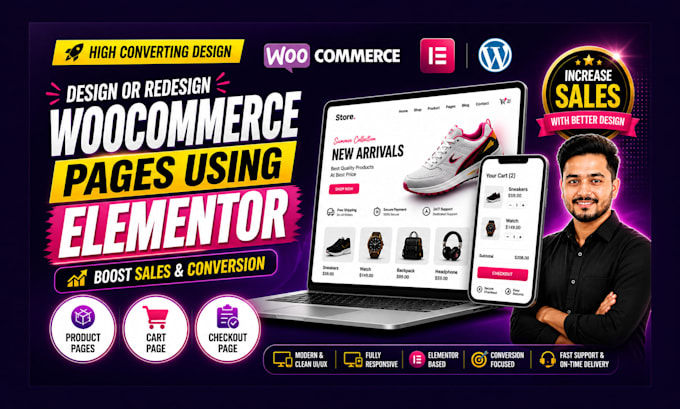 design or redesign woocommerce pages using elementor