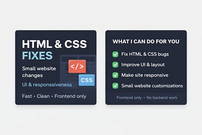 fix HTML CSS issues and make small changes to your website