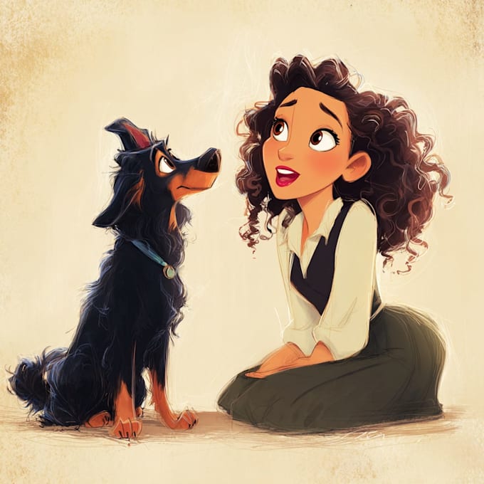 draw a cute disney style pet portrait