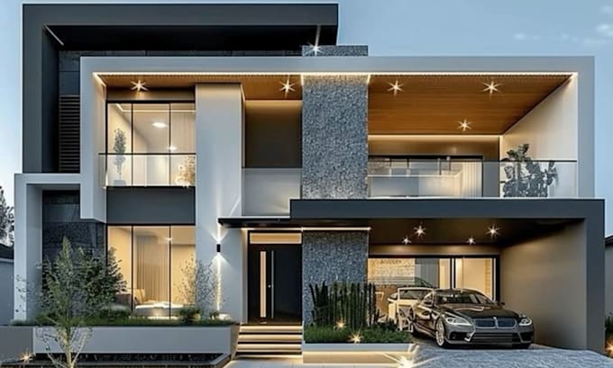 do 3d house design, exterior and interior with realistic rendering