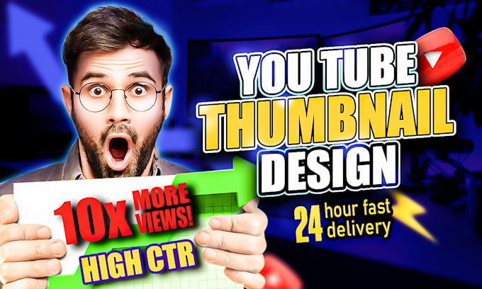 create eye catching professional youtube thumbnail design for high CTR