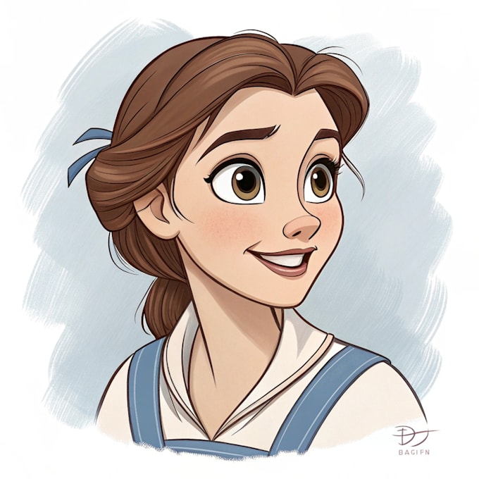 draw a portrait in semi realism disney cartoon style