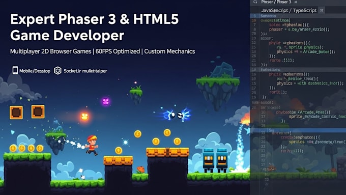 Develop multiplayer html5 2d game for web with phaser 3, webgl ...