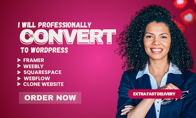 convert clone transfer framer,weebly, webflow, squarespace,shopify to wordpress