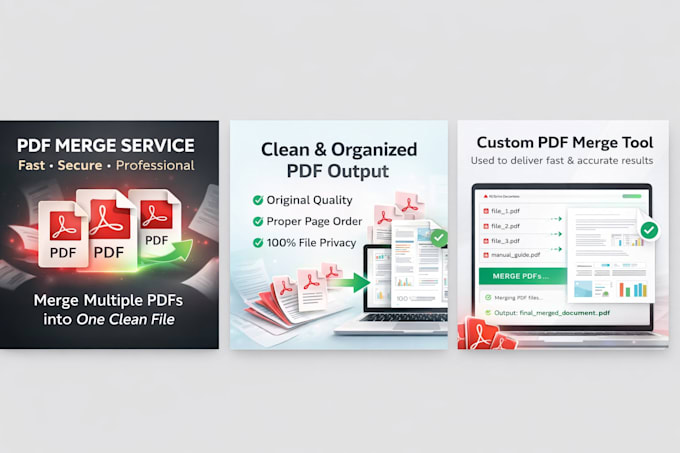 merge multiple PDF files into one clean and proffes document