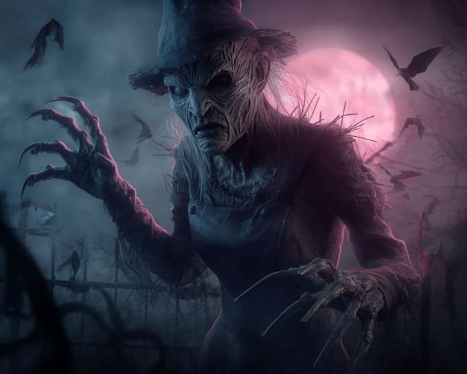 create terrifying horror character art and creepy monster