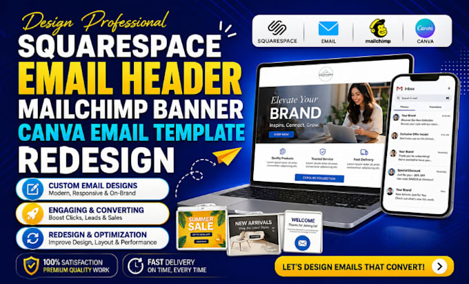 design squarespace email header mailchimp banner canva email template redesign