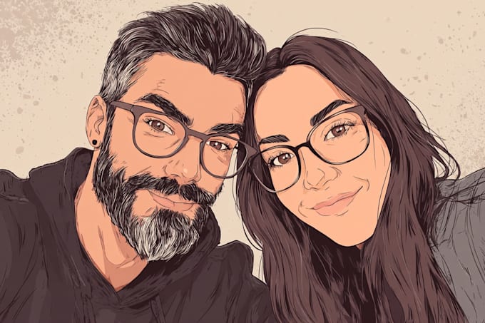 design couple portrait wedding portrait illustration
