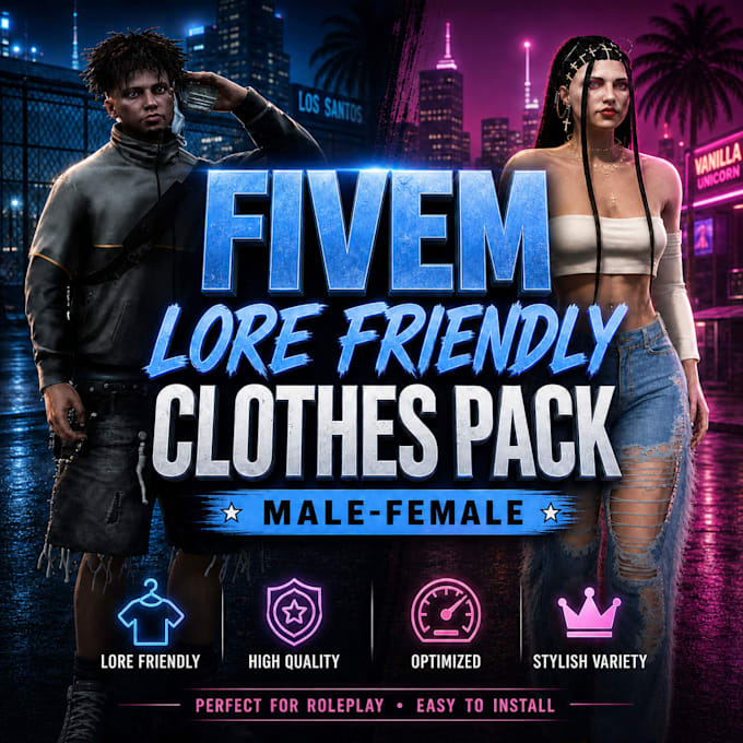 give you fivem lore friendly clothes pack