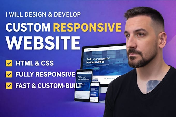 Create a custom responsive website optimized for mobile and desktop by ...