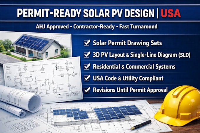 Provide permit ready solar pv design and ahj approved plans for usa by ...