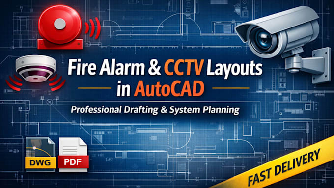 Een brandalarm- en cctv-systeem lay-outs in autocad maken