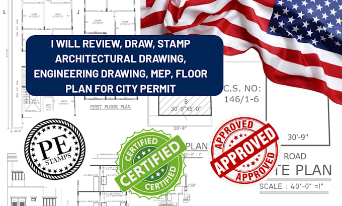 review, draw, stamp architectural, engineering plan,  floor plan for city permit