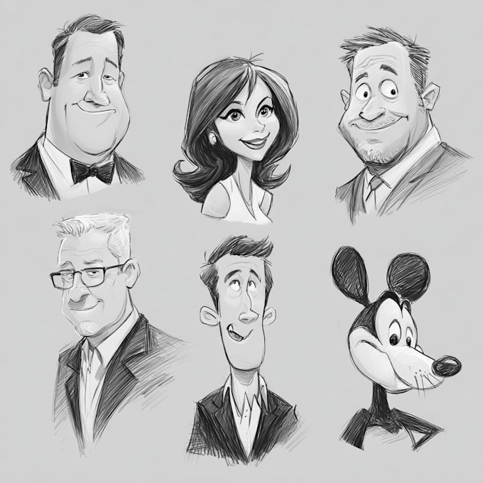 draw artistic cartoon caricatures