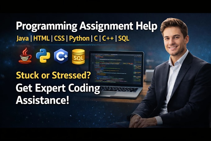 assist you with java, HTML, css, python, c and sql programming assignments