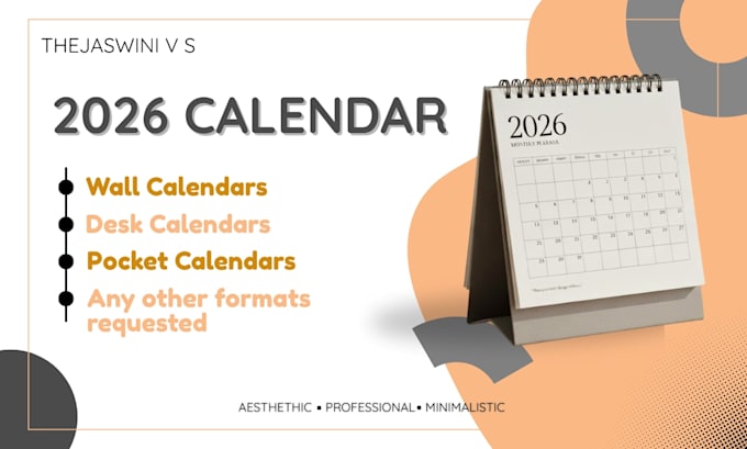 design professional and minimalist printable wall desk calendars