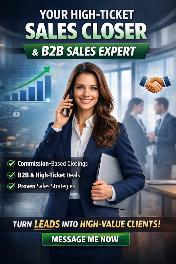 high ticket sales closer, commission based b2b sales rep agent