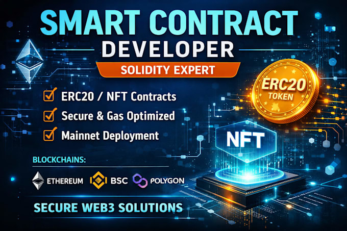 develop secure smart contracts in solidity for token, nft, or defi