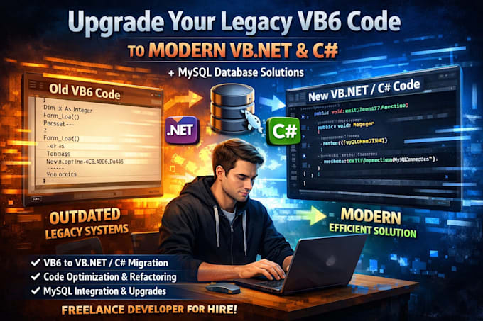 upgrade legacy vb6 code to modern c sharp vb net mysql