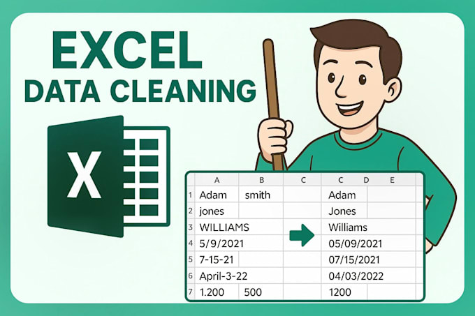 do excel data cleaning, formatting, and correction