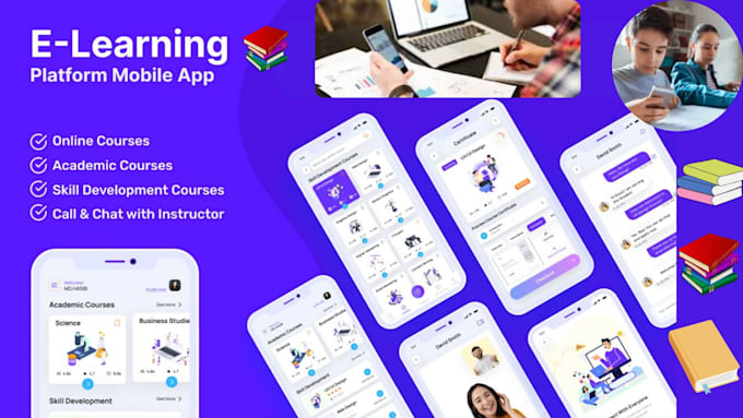 create a custom e learning website like udemy, online course app, elearning app