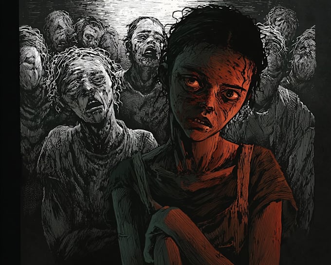 create dark fantasy horror character art with cinematic