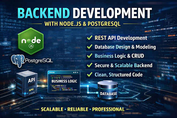 develop a custom backend using nodejs and postgresql