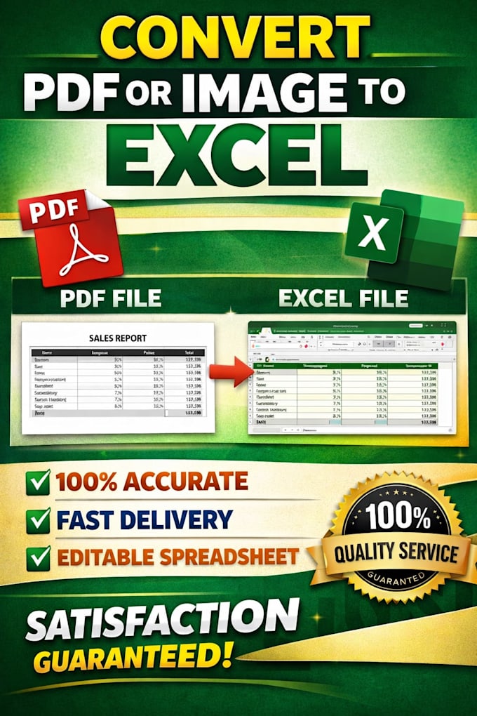 convert PDF or image to excel with 100 percent accuracy