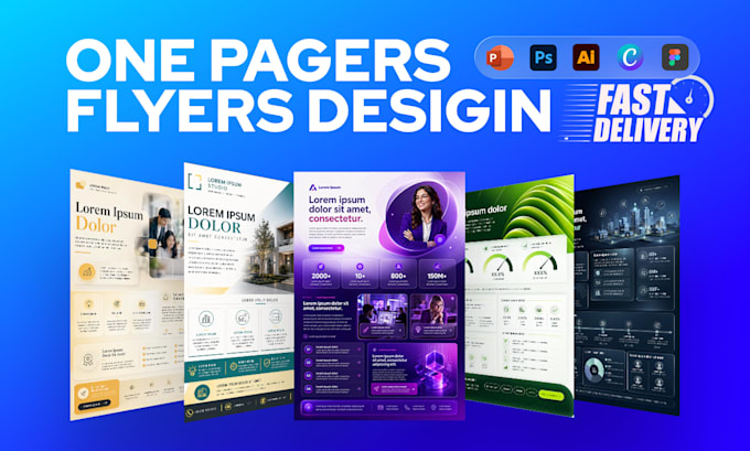 design modern one pager, corporate one pager, or marketing flyer