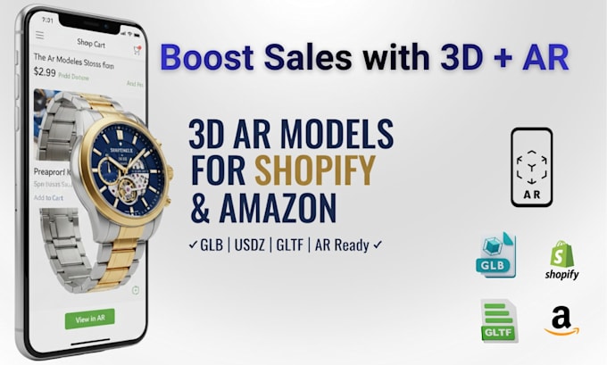 create glb I gltf I usdz 3d ar models for shopify and ecommerce