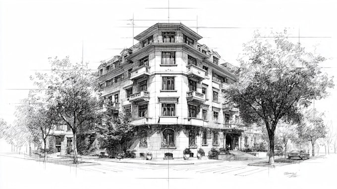 maker architecture, interior drawing sketch concept illustrations