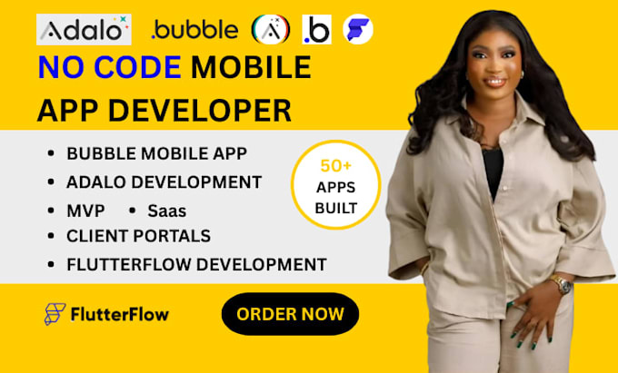 develop no code app bubble io adalo glide flutterflow bubble mvp ai api web app