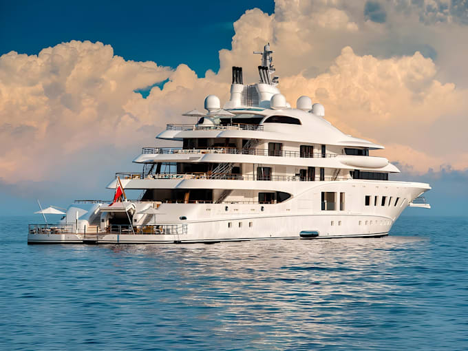 create a professional 3d yacht model, luxury boat design and superyacht 3d