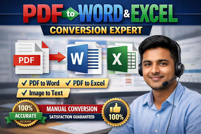 do PDF to word, PDF to excel and image to text conversion professionally