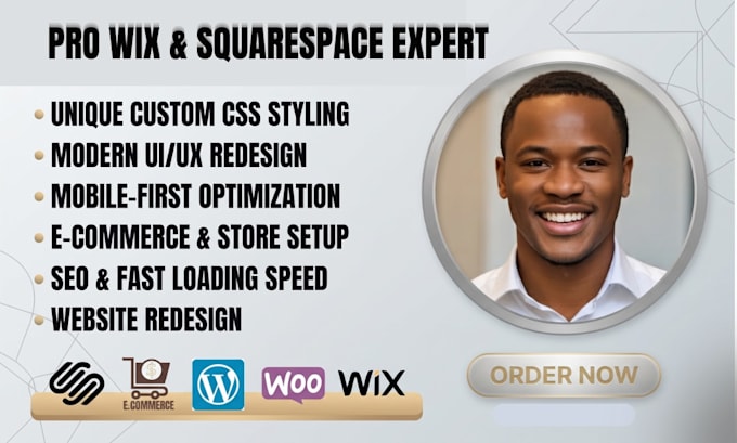 design a professional wix website or squarespace website with custom CSS coding