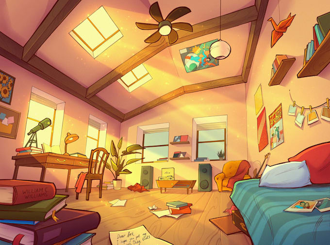 draw detailed 2d background for animation, game, vtube, etc