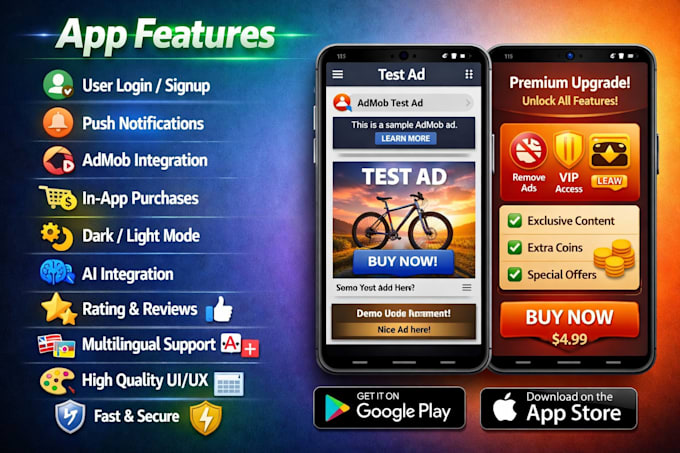 build money making app with admob and in app purchase