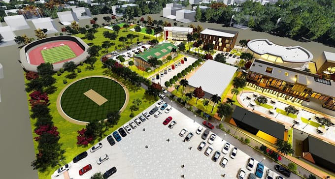 sort out 2d to 3d master plan,urban development,site plan cgi map visualization
