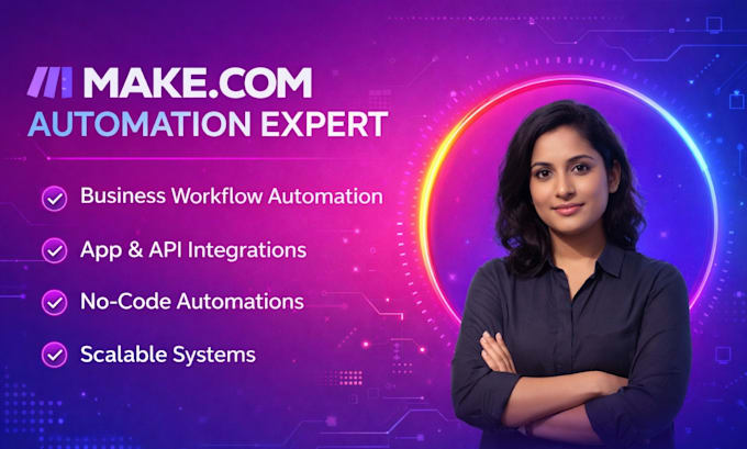 automate business workflow and integrations using make com, workflow integration