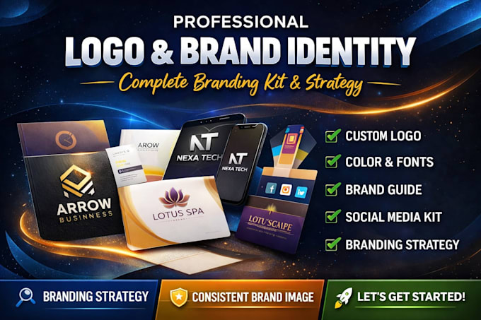 create professional logo with complete brand identity branding kit and strategy