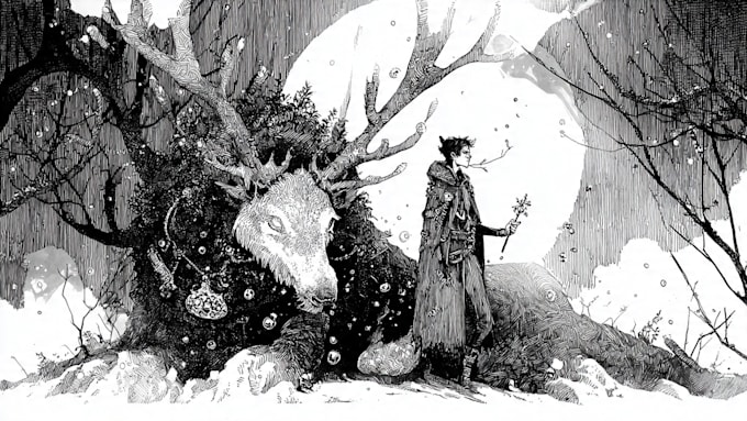 do dark art illustrations in pen and ink