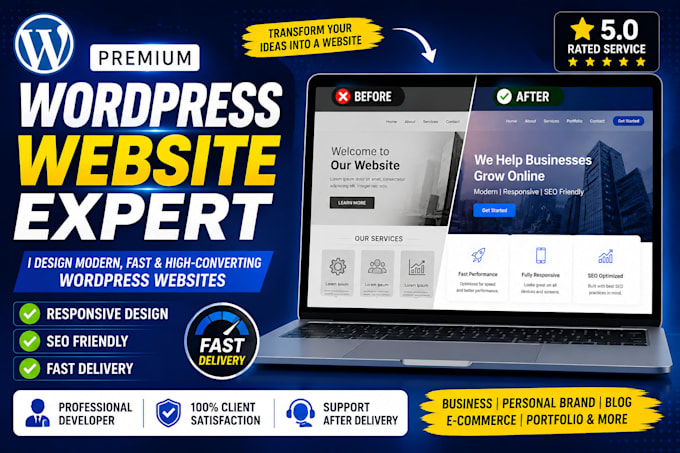 design modern wordpress website for business or personal brand