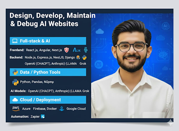 design, develop, maintain and debug your full ai llm website