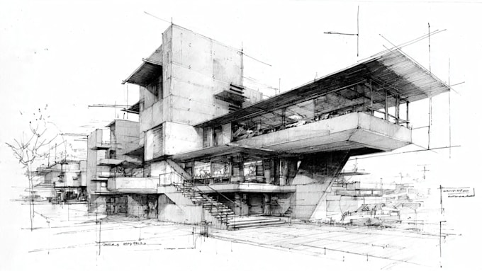 hand draw architecture and urban design sketches