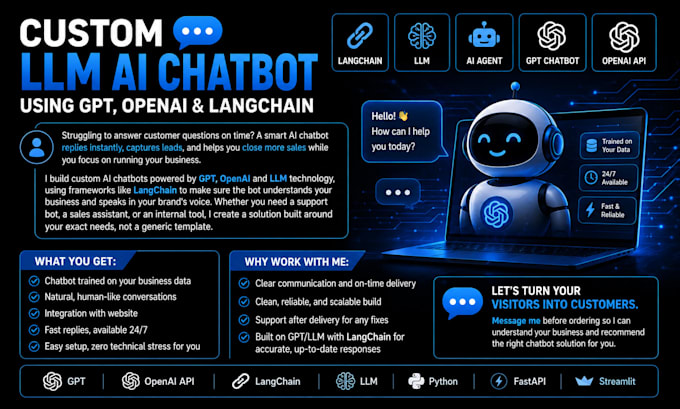 be llm engineer  ai chatbots, rag , ai agents python and  langchain