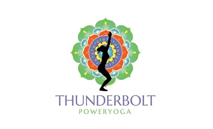 make modern bohemian flare logo for thunderbolt power yoga