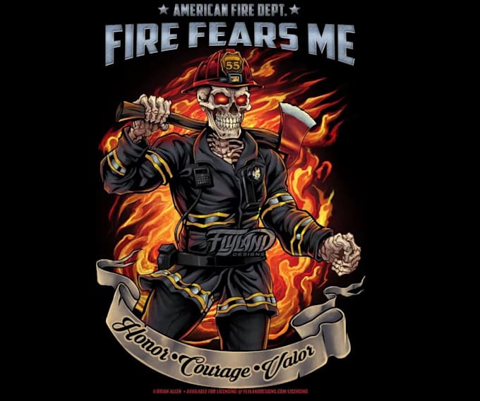 do custom t shirt skeleton firefighter logo design