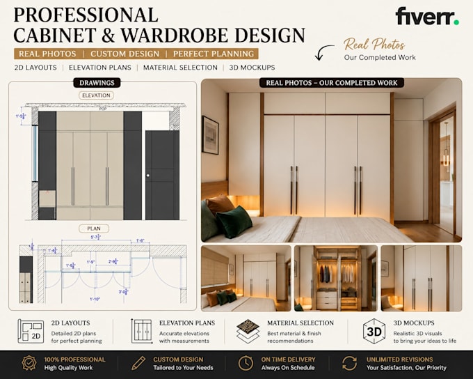 create professional furniture, kitchen, wardrobe and bathroom vanity shop drawin