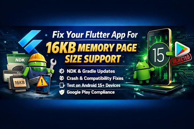 fix your flutter app for 16kb memory page size and android 15 plus support
