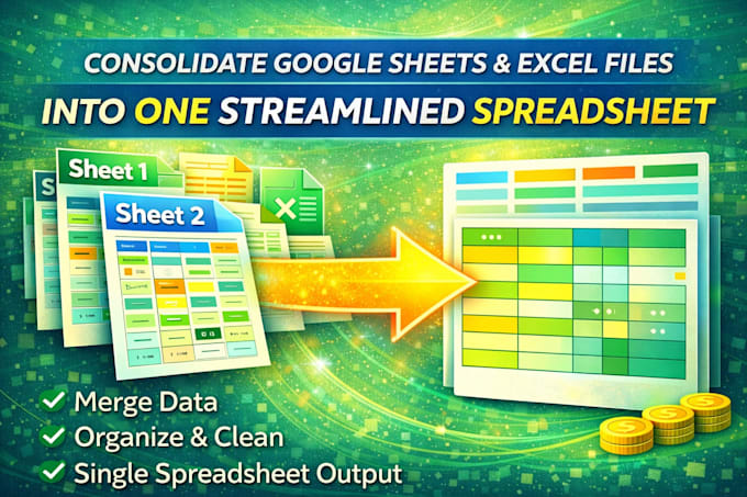 consolidate multiple google sheets or excel files into one clean spreadsheet